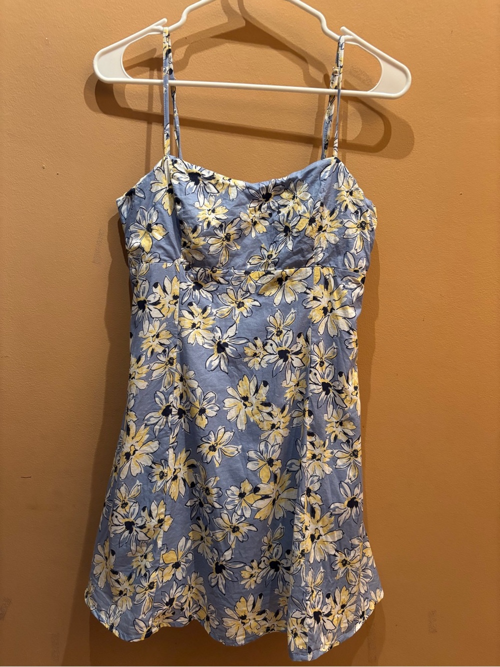 Lulus Blossom Together Light Blue Floral Print Cutout Mini Dress Size Medium - Picture 2 of 8